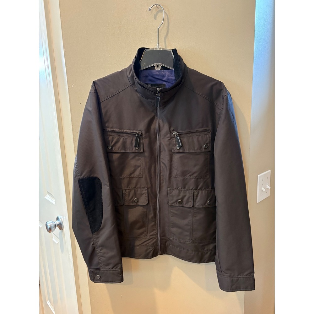 INC International Concepts Mens Utility Field Jacket Brown Ripstop Large WPL 804